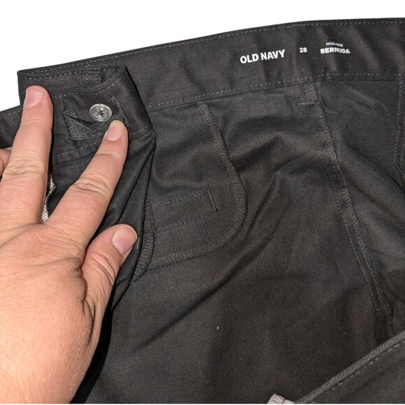 Old Navy Womens Black High-Rise Bermuda Shorts Size 28 With Adjustable Waist & B - Picture 7 of 10